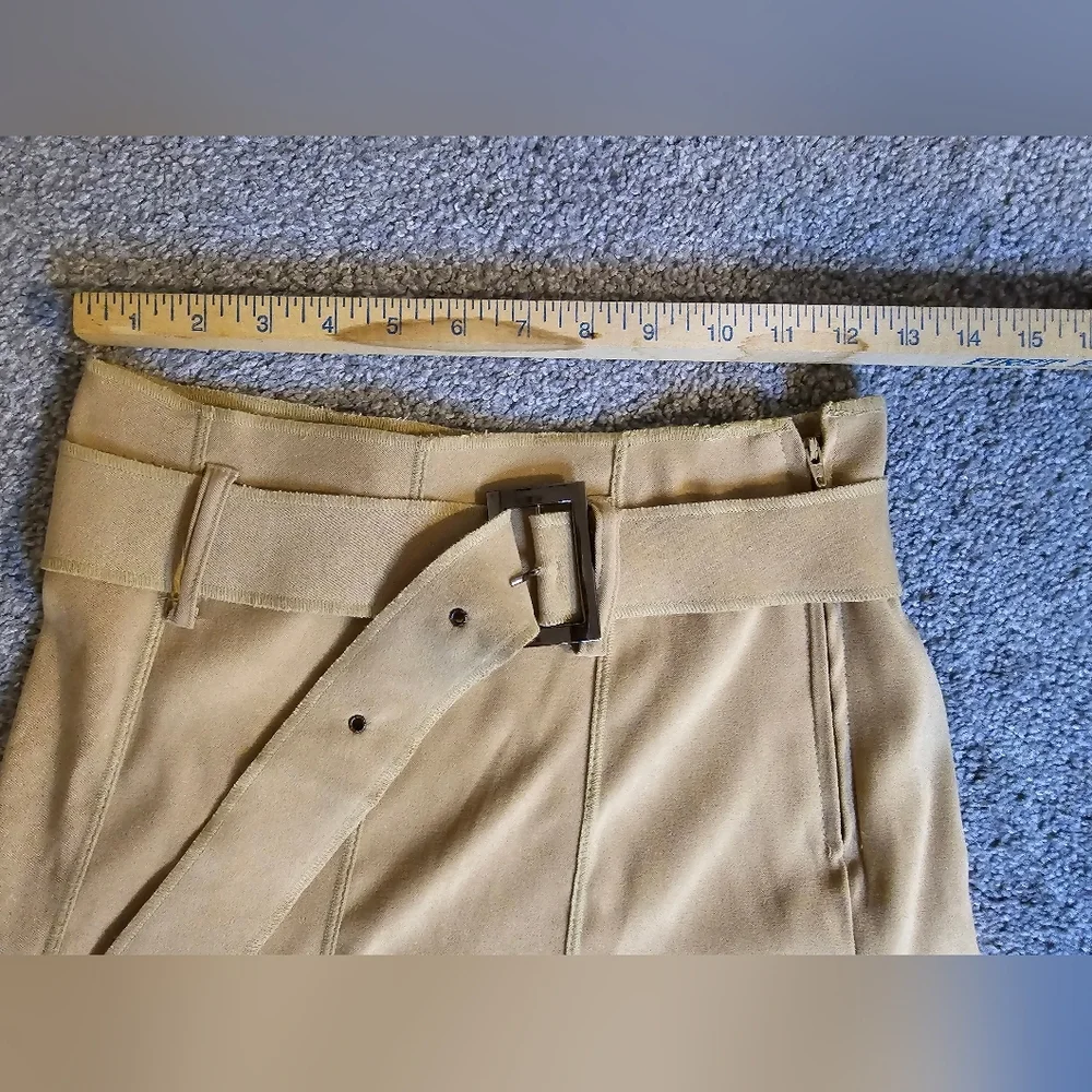 Midi hi-lo Lightweight Faux Suede  Women's Skirt with Belt Boho Coastal Grandma - Picture 4 of 5